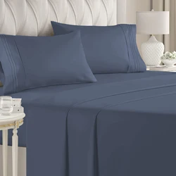 Luxury 4 - Piece Microfiber Bedding Set with Fitted Sheet, Flat Sheet, and Pillowcases - King (Grey Blue)