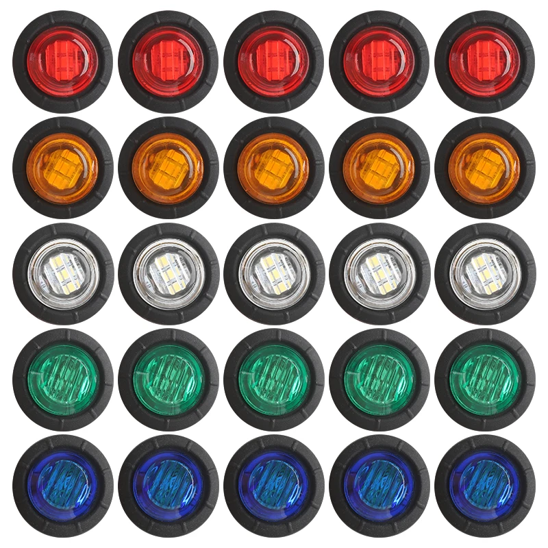 

12V/24V 3SMD 3/4" Car Caravan Truck Trailer Side Marker Lights LED Van Bus Clearance Light DRL for Trucks Parts