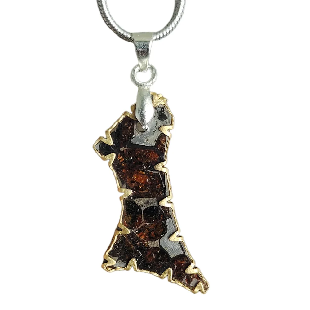 

Kenya Olive Meteorite Pendant Sericho Olive Meteorite Necklace Natural Meteorite Material Jewelry - CB113