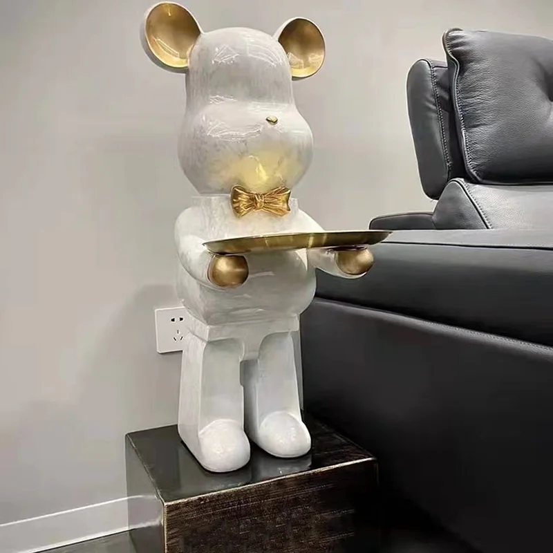 

Modern Art Multifunctional Bear Statue Living Room Decoration Tray Storage Piggy Bank Resin Crafts Nordic Home Decor Accessories