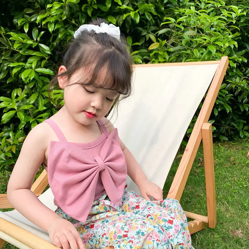 여아 캐미솔 큰 리본 다용도 탑 베스트 패션 & 다용도 2025 여름 신상 아동복 (3-8세)