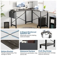 JHK Gaming Corner 50 Inch Office Writing PC Wooden Table with CPU Storage Shelf & Side Bag for Home Office Bedroom Small Space 3