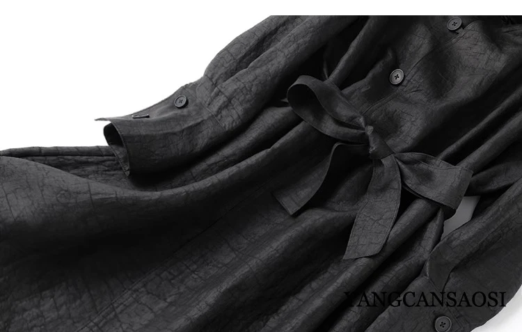 2024 Women's Spring Luxury Trench 100%Silk Old Turtle Cracked Fragrant Cloud Yarn Retro Diagonal Flap Long Sleeve Loose Coat