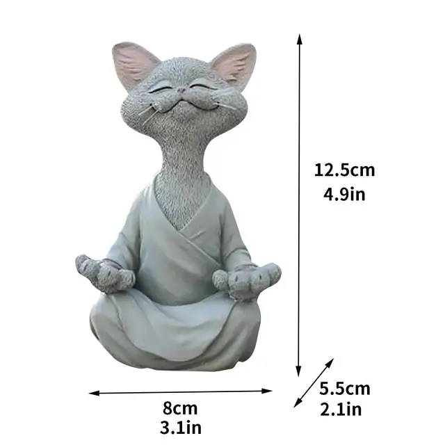 Otthoni Macska Dekoráció Dummy Dumy Divatos Gyűjthető Játék Fekete Buddha Meditációs Jóga - Image 3