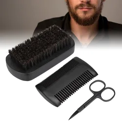 3Pcs / Set Men Beard Moustache Comb Brush Trimming Scissors Beard Care Accessories Beard Hair Growth Oil Styling Tools