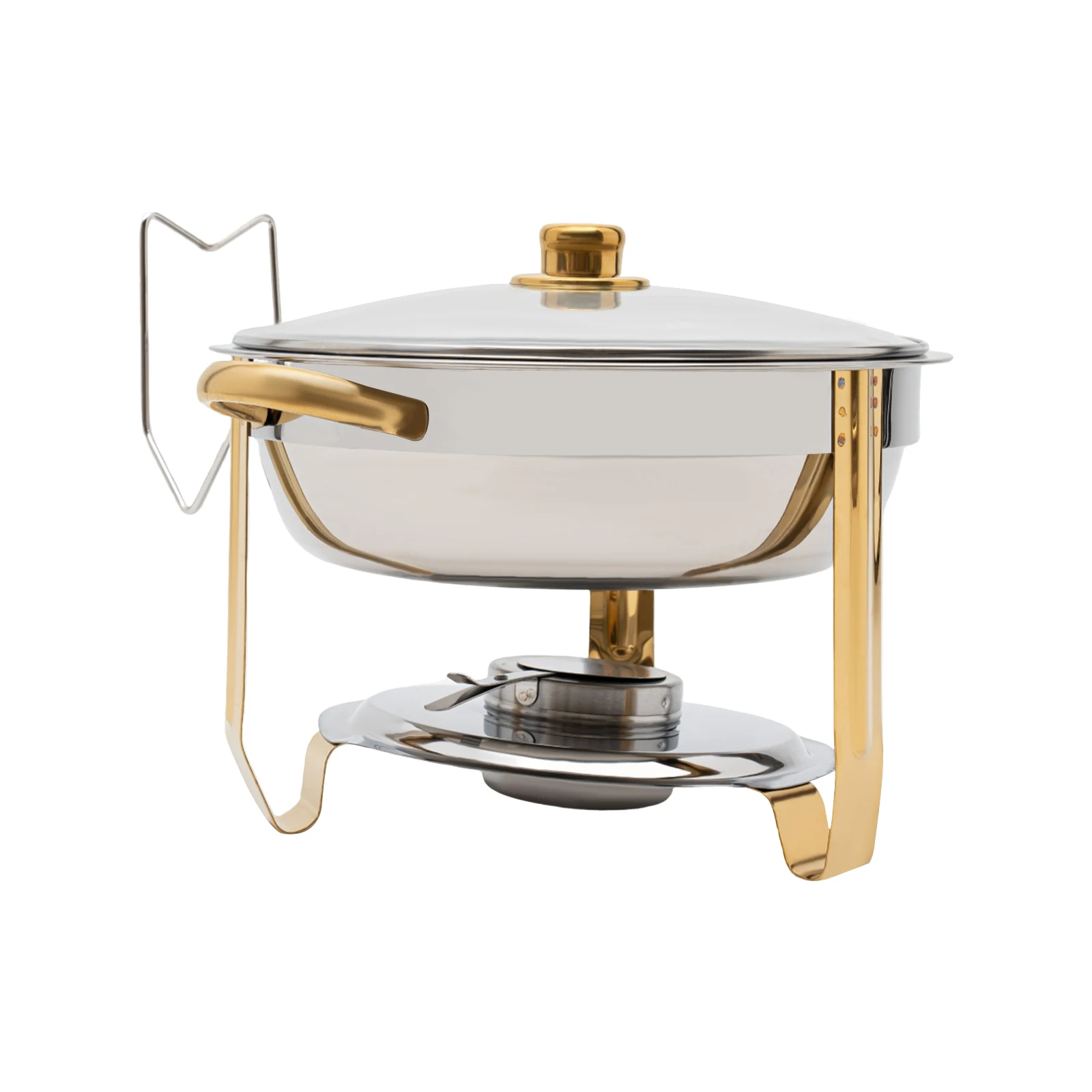 5L Edelstahl-Wärmebehälter, Chafing Dish mit stabilen Griffen und transparentem Deckel, runder Speisenwärmer, Suppenwärmer für Restaurants – Detail 1