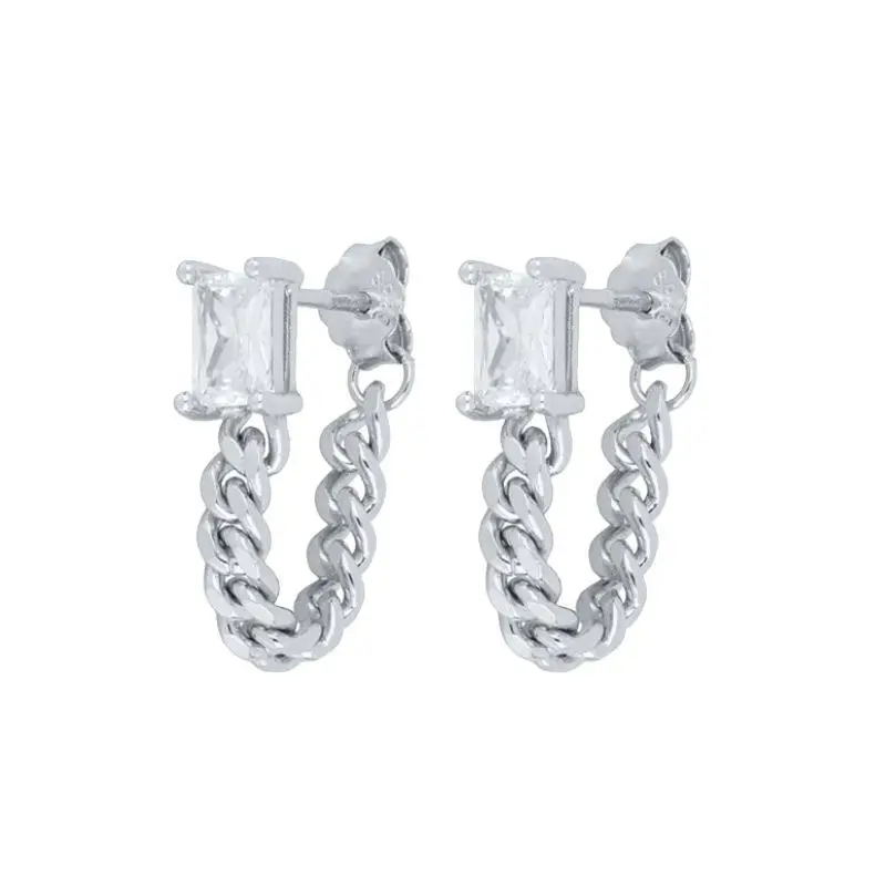 Orecchini a bottone in oro con piercing in argento sterling 925 con ago per orecchio rotondo/quadrato con zirconi Orecchini con nappa per gioielli da sposa di moda da donna  36