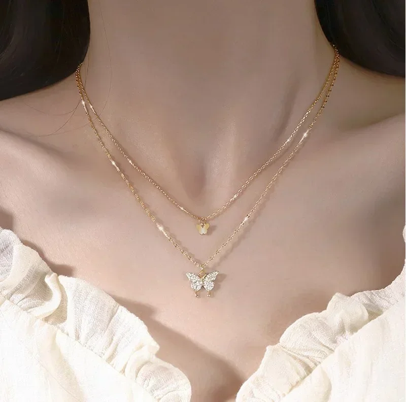 Delysia King Double Butterfly Necklace Clavicle Chain butterfly necklace