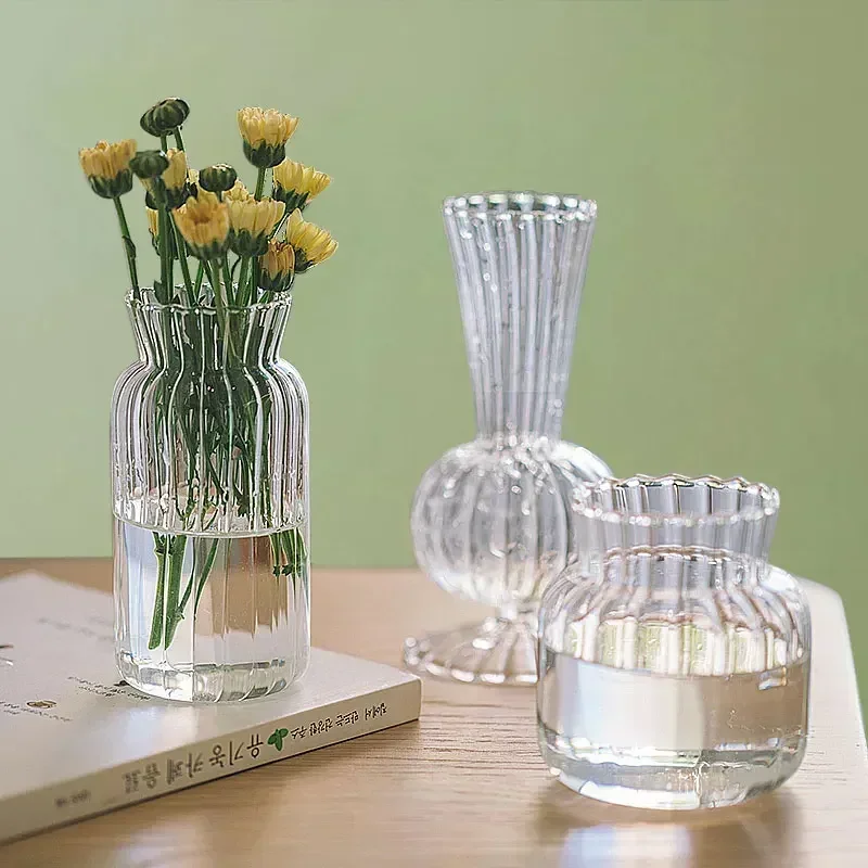 Glass Vase Nordic Glass Flower Vase Flower Bottle for Flowers Transparent Hydroponic Pot Decoration Home Room Decor