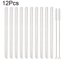 12 - Piece Set of Colorful Reusable Stainless Steel Drinking Straws (Silver)