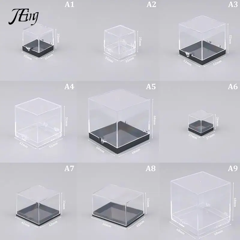 1Pc Storage Boxes Lids Gemstone Display Coin Clear Container Specimen Mini Square Cube Acrylic Case Rough Mineral Standard 3