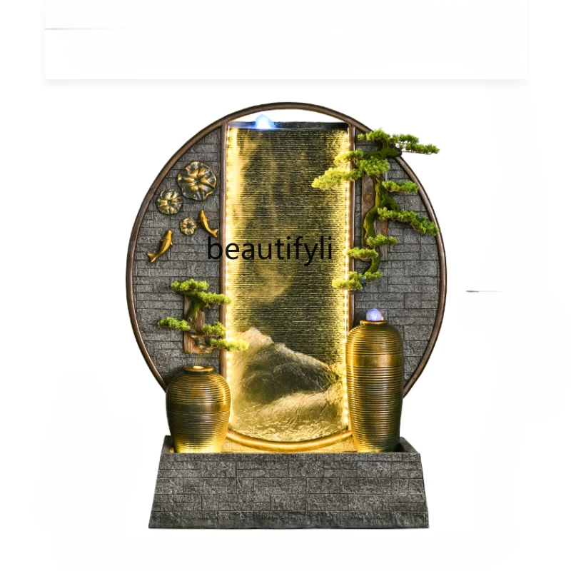 

New Chinese Style Rockery Flowing Water Water Curtain Wall Living Room Garden Fish Pond Fountain Decoration