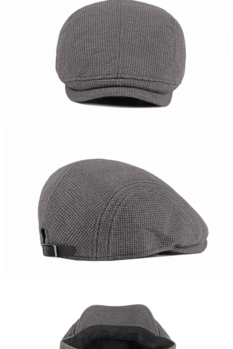 HT1327 Schwarz Beige Kaffee Grau Cabbie Gastby Flache Kappe Warme Gestrickte Herbst Winter Herren Hüte Britischen Western Stil Baskenmütze Kappen – Detail 4