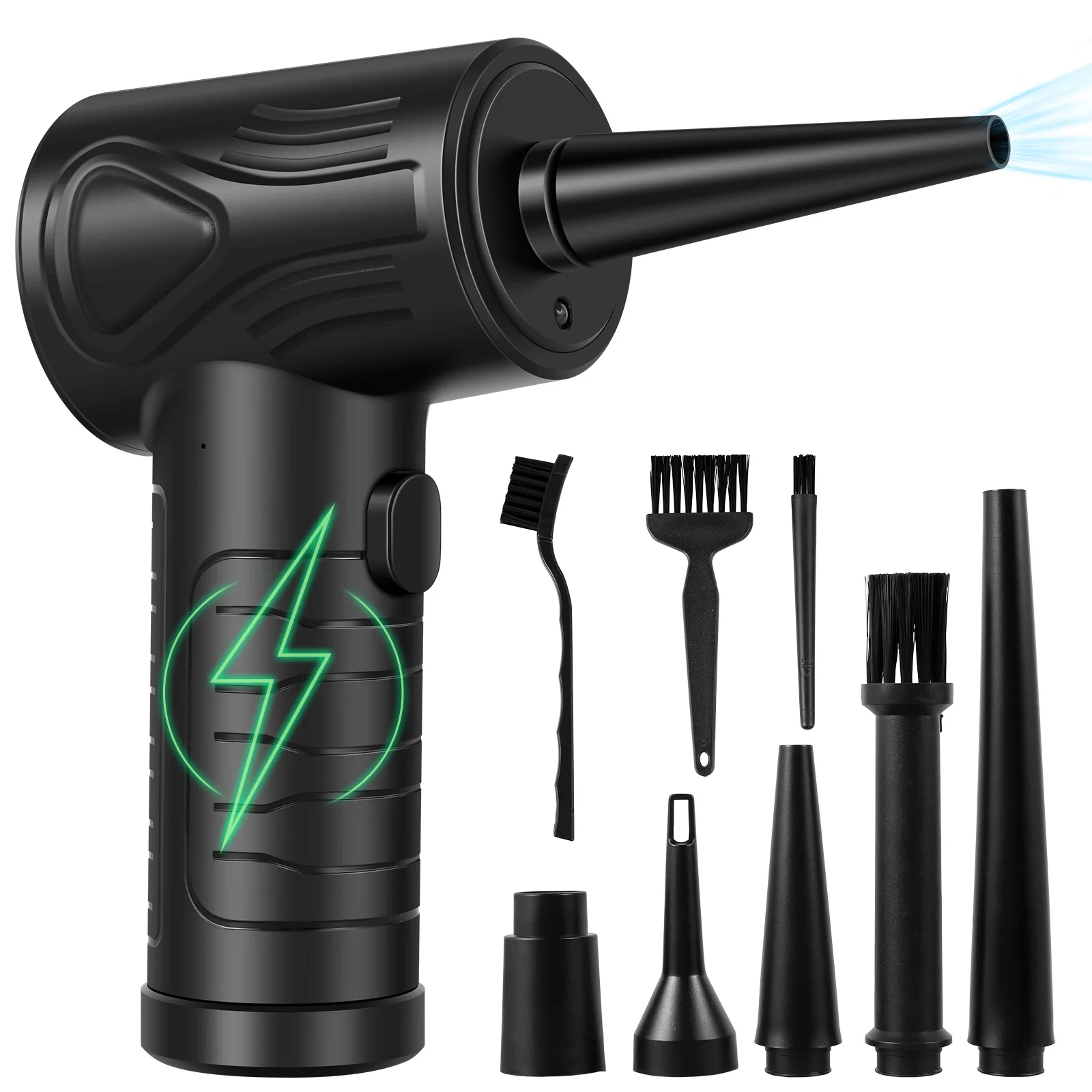 

Compressed Air Duster with 5 Nozzles Cordless Electric Air Blower with LED Light 51000RPM Air Duster Cleaner 3 Speed Mode