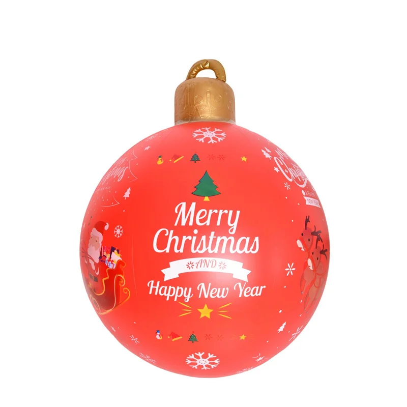 thumbnail image 1 of Bola inflable navideña de 60 cm, bola decorada de PVC, bolas gigantes grandes, bolas de juguete para decorar árboles de Navidad, bola sin adorno de luz, 1 of 5