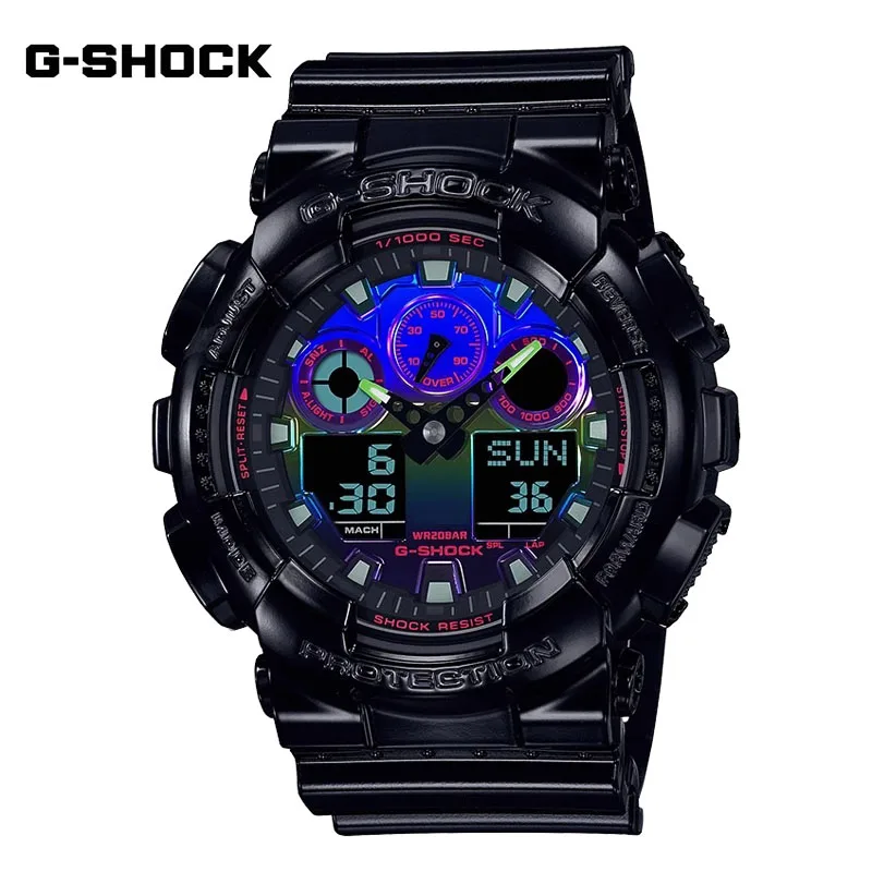 G-SHOCK GA-100 Watches for Men New Quartz Watch Multifunctional Outdoor Shockproof LED Dial Dual Display Resin Men's Clocks