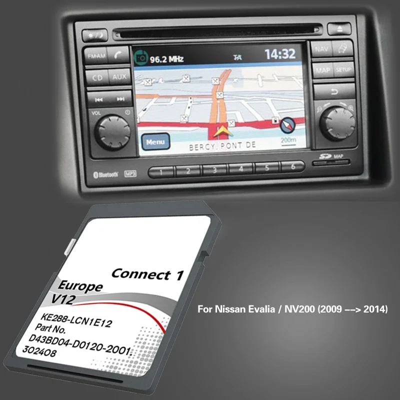 

For Nissan Evalia / NV200 2009 2014 Spain Italy Naigation SD Map SAT Nav Update Card