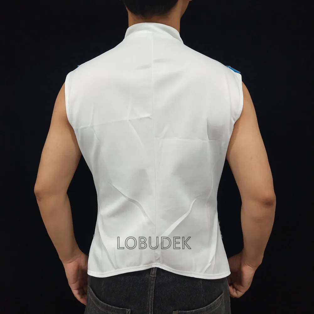 Bar Male Singer Rhinestones Mirror Waistcoat Slim Vest Nightclub Dance Costume Red Black Blue White michael jackson cosplay outfit
