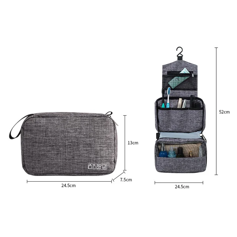Mens Travel Bathroom Hanging Toiletry Bag Canvas Dopp Kit Necessaries Bag Shaving Shower Women Beauty Cosmetic Makeup Organizer 6