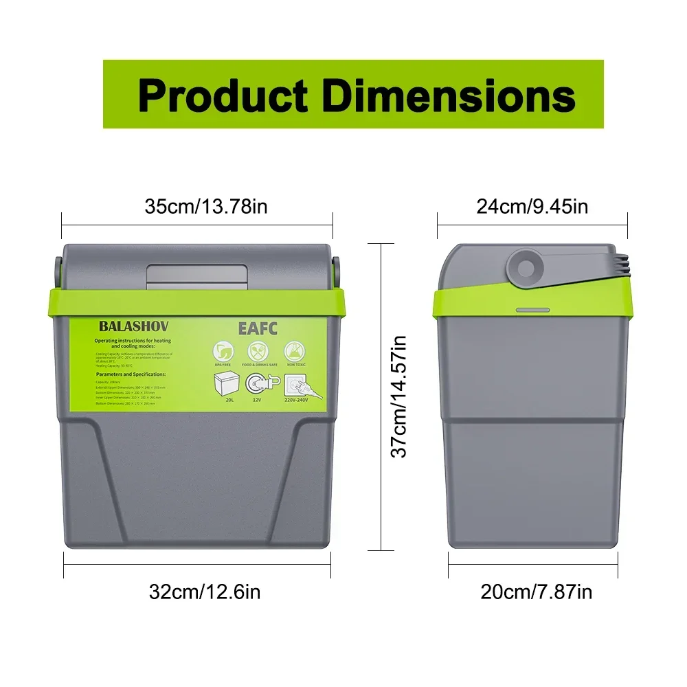 20L Portable Refrigerator Car Home Dual Use Mini Cooler Warmer Fridge for Outdoor Travel Camping Picnic Vehicle Truck Office 6