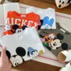 2024 New Boutique Kids Short Sleeve Tees Cartoon Disney Baby Girl Boy Mickey Minnie T-shirt Toddler Costume Children Clothes 2