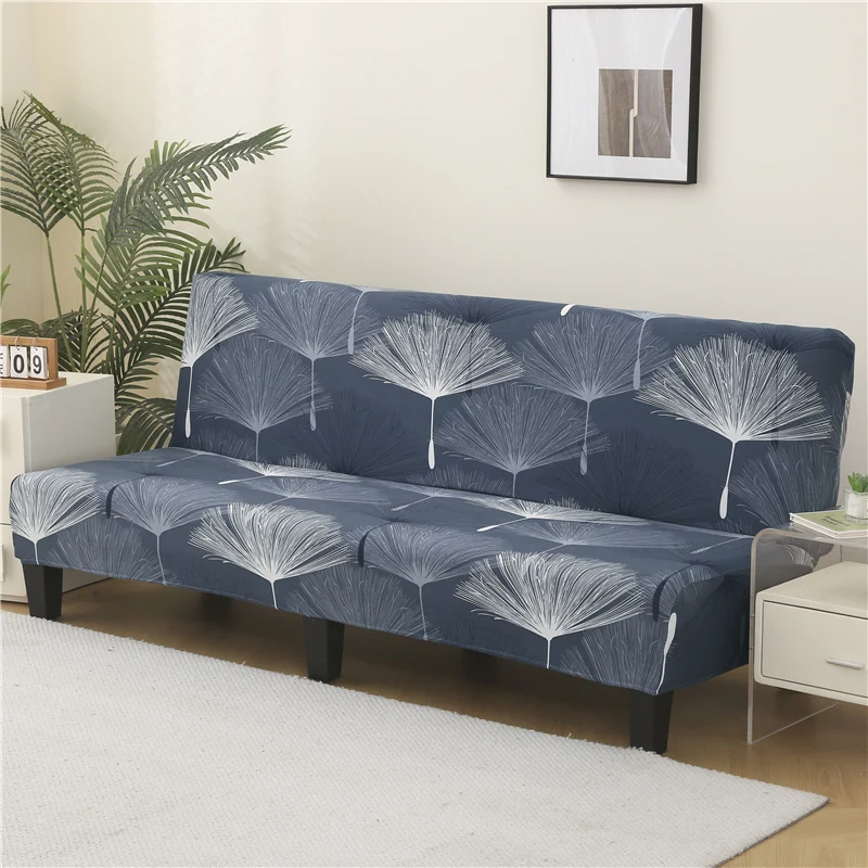 Black Geometric Print Spandex Stretch Sofa Bed Slipcover