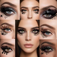 12pcs Halloween Eye Makeup Stickers, Waterproof and Removable Eyeshadow Replacement Kit, Halloween Party Supplies, Pumpkin Spide 4