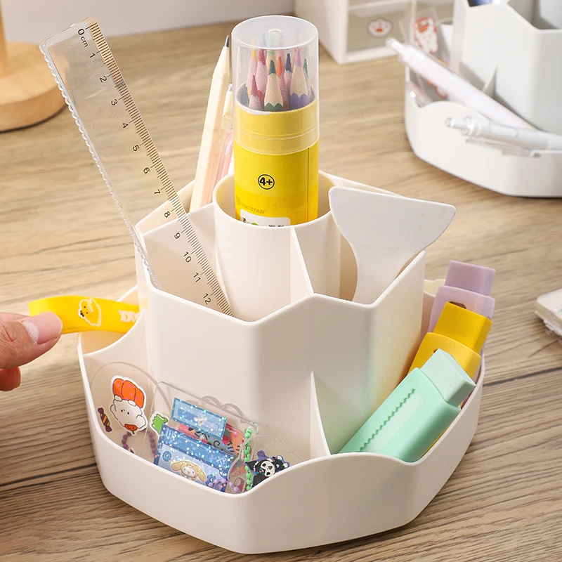 Large Capacity Plastic Rotating Pen Holder Storage Box Office Student Desktop Stationery Storage