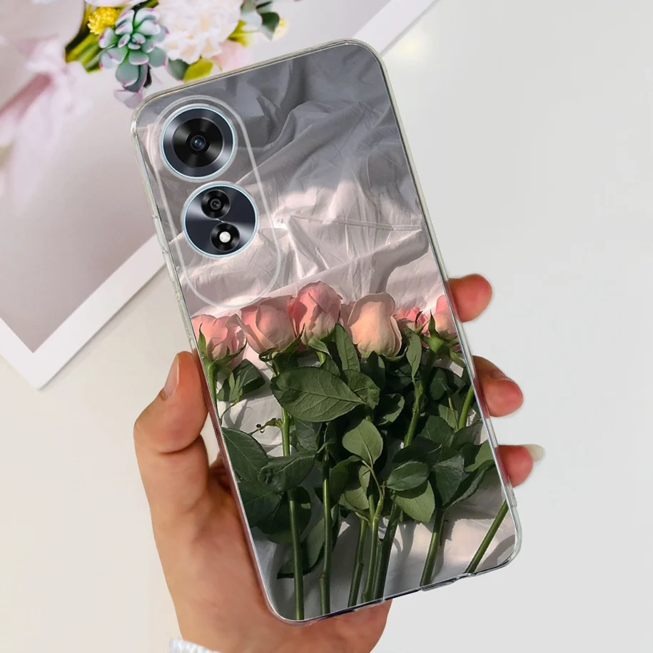 2024 New Stylish Flower Transparent Soft Silicone Slim Back Cover