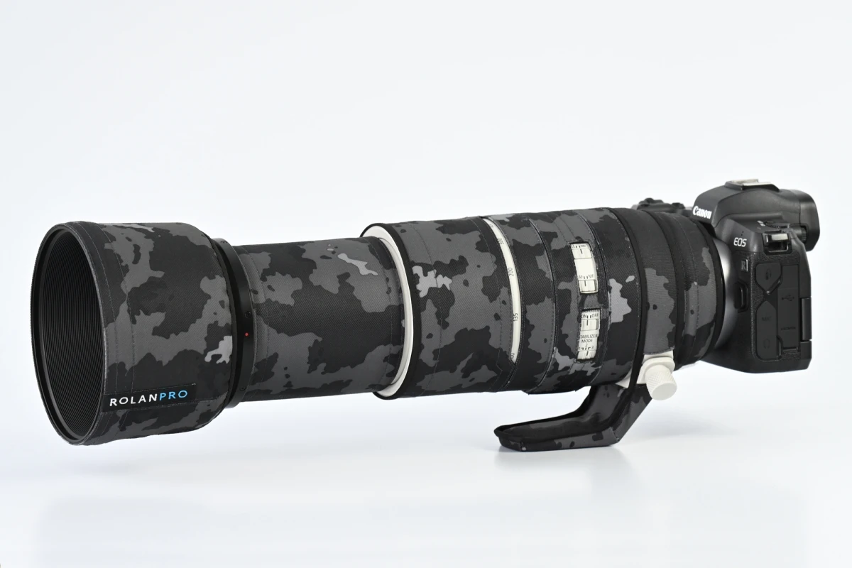 ROLANPRO Wasserdichter Objektivmantel für Canon RF 100–500 mm F/4,5–7,1 L IS USM Camouflage Regenschutz Objektiv Schutzhülle Pistolen – Detail 6
