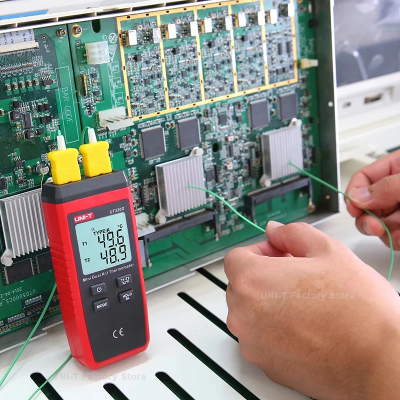 UNI-T UT320A UT320D 디지털 온도계 미니 듀얼 K/J 타입 열전대 온도계 -50 ℃   1300까지 ℃   고온 시험기 메테