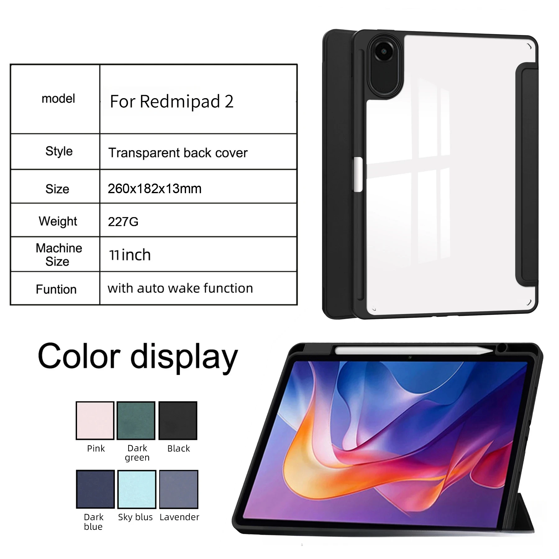 Für Xiaomi Redmi Pad 2 Hülle 11 Zoll Dreifach Faltbare Acryl-Tablet-Hülle mit Stifthalter – Detail 1