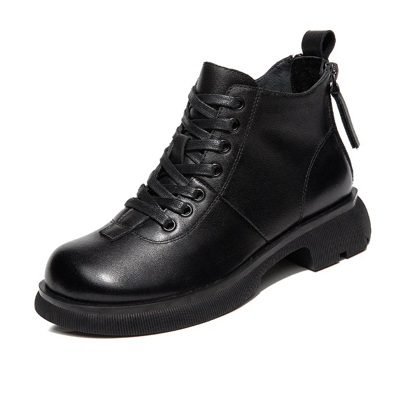 thumbnail image 1 of Otoño 2022, nuevo diseño, zapatos Martin hechos a mano, botas hasta el tobillo, zapatos de cuero de vaca genuino para mujer, 1 of 5