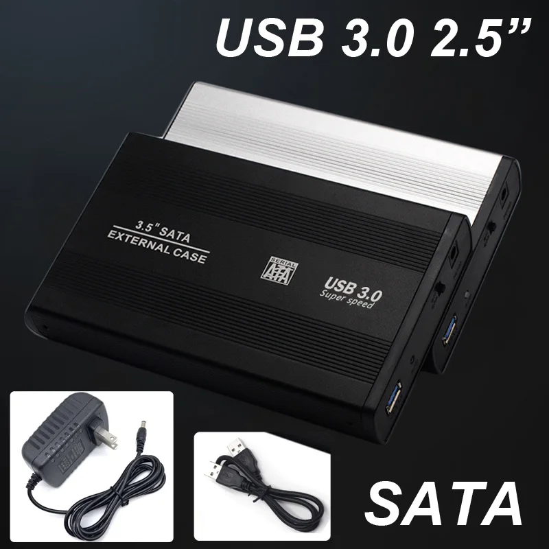 CARCASA CAJA DISCO DURO EXTERNO 3,5 SATA USB EXTERNA FUNDA CABLES ALUMINIO