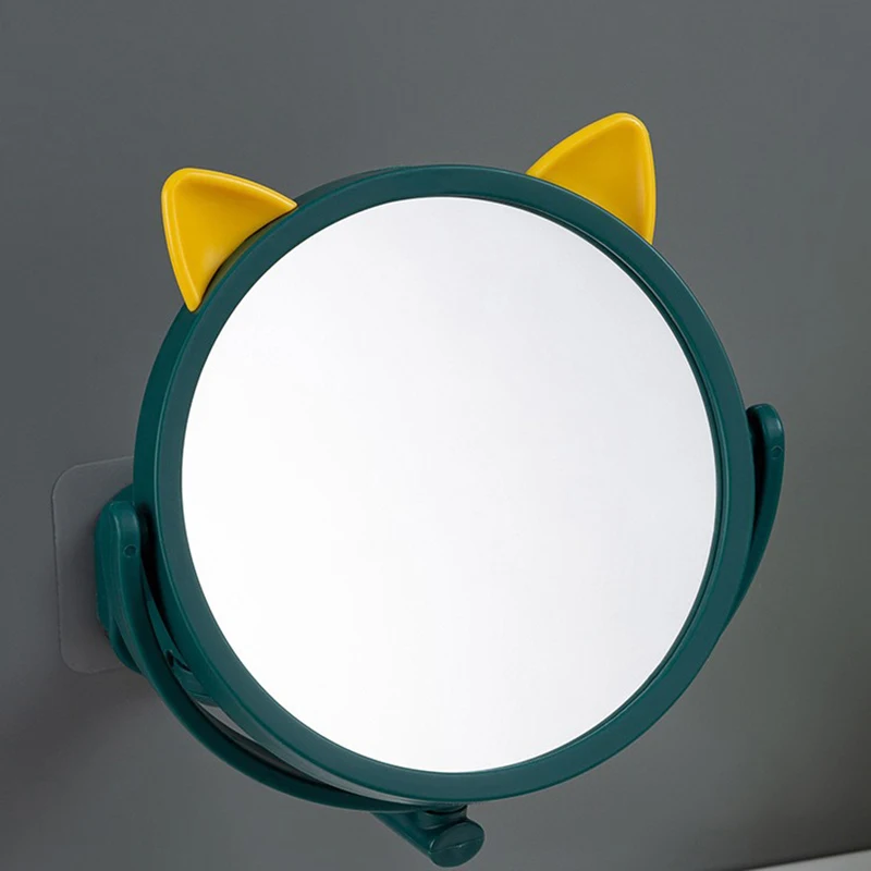 No Drill Wall Mounted Bathroom Mirror 360&deg; Rotating Makeup Mirror Folding Arm Extend Dressing Women