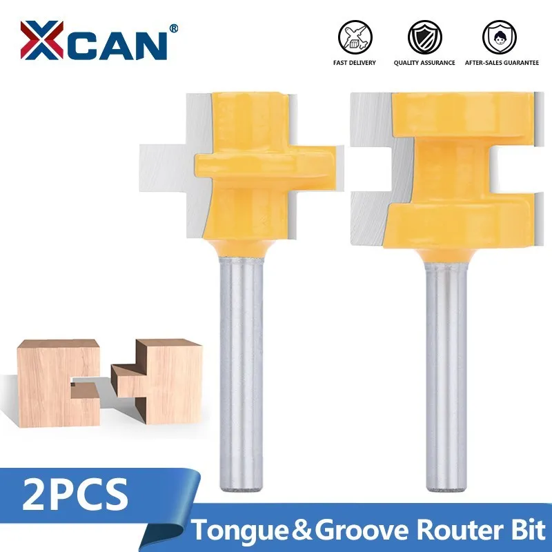 XCAN Router Bit 8mm 6mm 1/2'' Schaft 2 stücke Zunge Nut Baut Abdeckung Fräsen Cutter für Holzbearbeitung Werkzeug zapfen Cutter