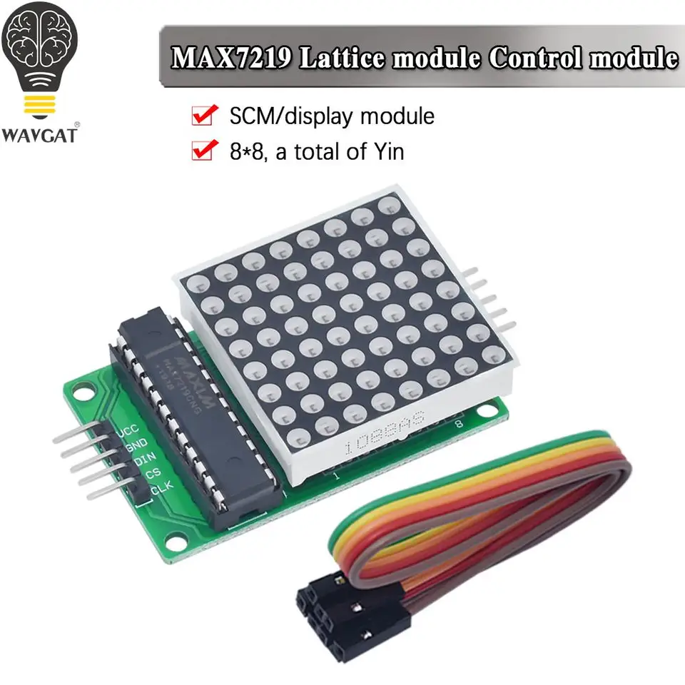 Module Affichage LED Matrice 4-en-1 8x8 Points - Pour Arduino, Microcontrôleurs, Avec Interface Série 4 Fils