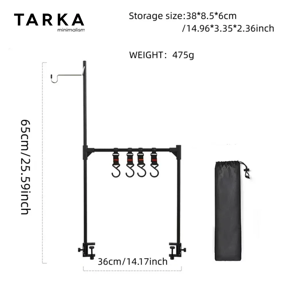TARKA Camping-Laternenständer für den Außenbereich, abnehmbares tragbares Lichtregal, Hängehaken, ultraleichtes, richtungs- und längenverstellbares Gestell – Detail 3