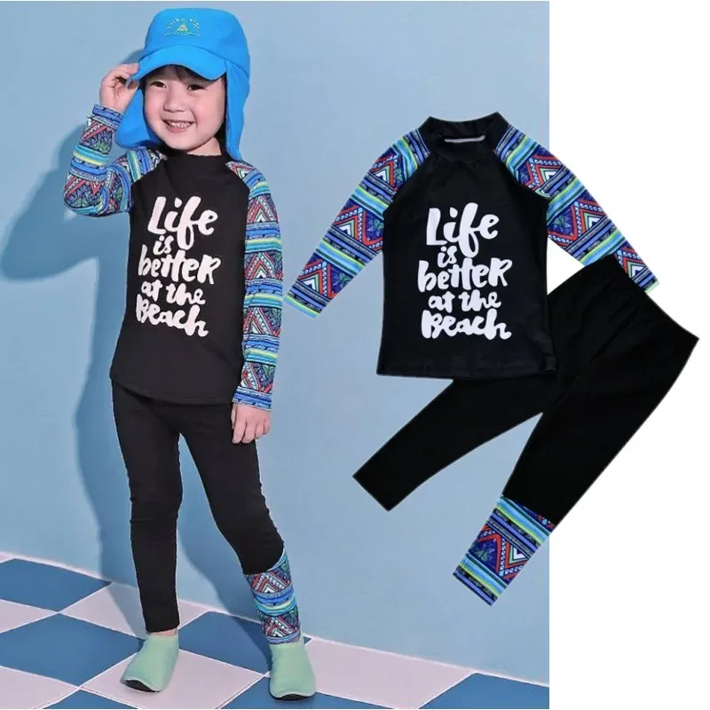 Boys Girls Rashguard Swimwear 2pc Suit Kids