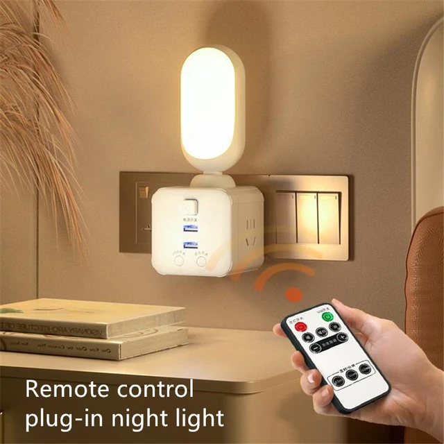 Led Night Light Socket Remote Control  Lights Plug Wall Socket - Wall Led  Light Plug - Aliexpress