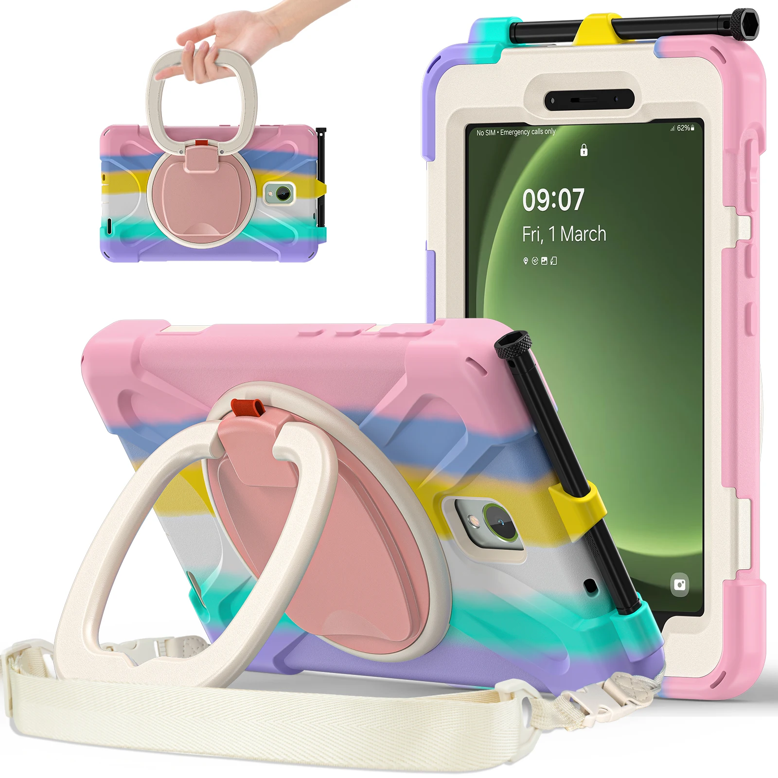Heavy Duty Rugged Tablet Case with Shoulder Straps - Impact Resistant Cover and Holder