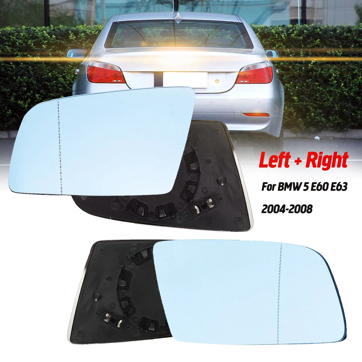 Left & Right Side Blue Heated Electric Wide Angle Wing Mirror Glass For