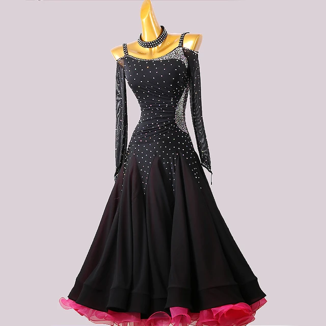 Costume Ballroom Dance Dress For Woman Long Sleeves Waltz Tango Practice  Clothes Standard Dancewear Built-in Bra Cups Leotard - Ballroom - AliExpress