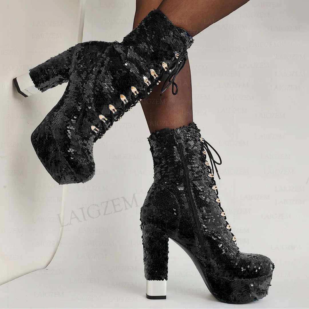 LAIGZEM-Botines-dorados-con-cremallera-lateral-para-mujer-zapatos-de