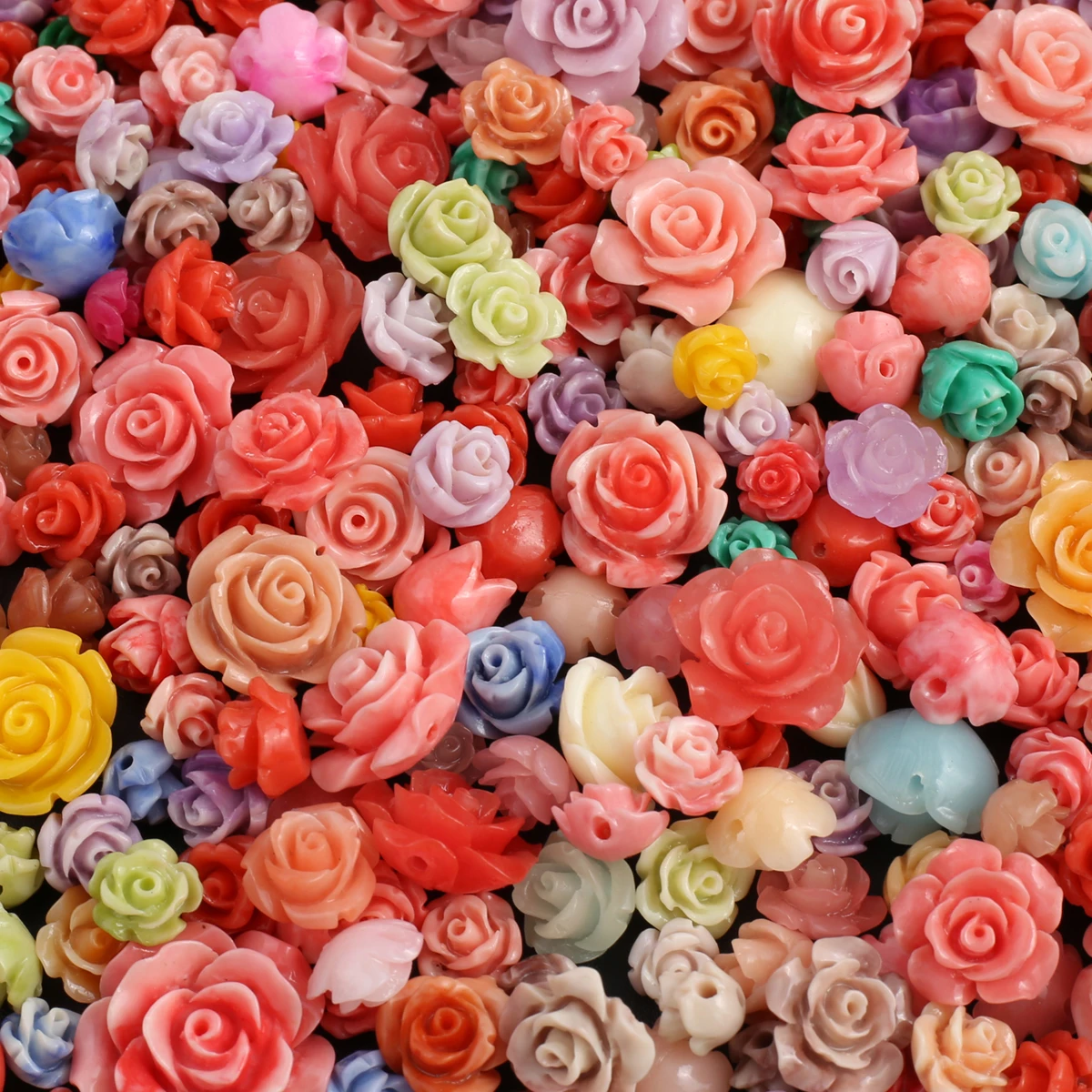 

50 Pcs Artificial Coral Beads Random Color Flower Shape Synthetic Coral Pendants Jewelry Making Necklace Gift