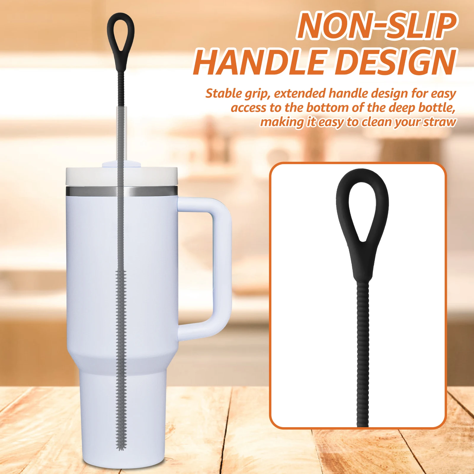 Silicone Straw and Pacifier Deep Cleaning Brush Set - Long Handle, Dual Sizes (6mm & 9mm), Reusable