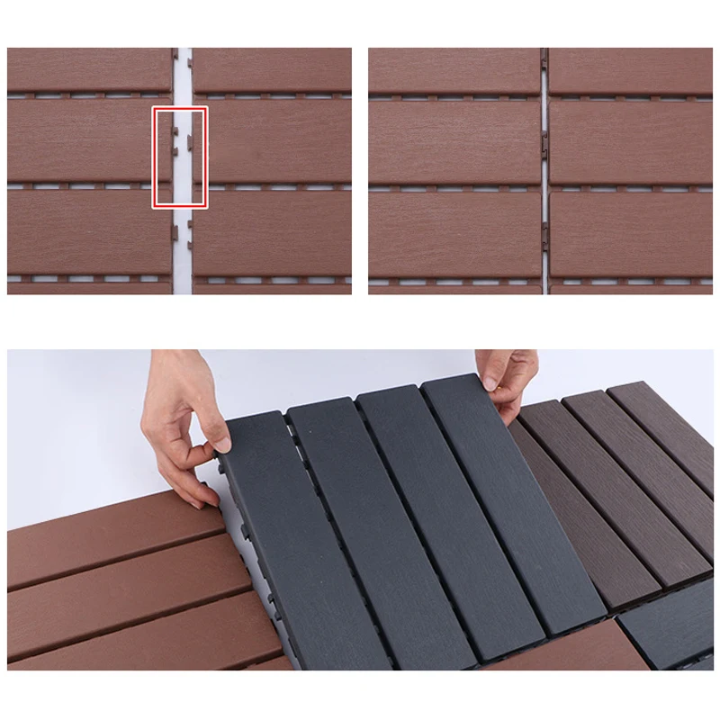 30x30cm Wooden Decking Tiles Hardwood Interlocking Patio Deck Tiles Composite Floor Covering For Garden Wood Flooring