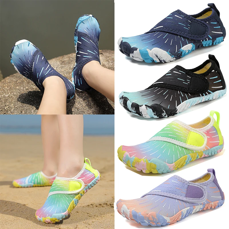 New Pupil Summer Camp Aqua Shoes Family Vacation Barefoot Quick-Dry Diving Wading Shoes KID Beach Swimming 29-38#