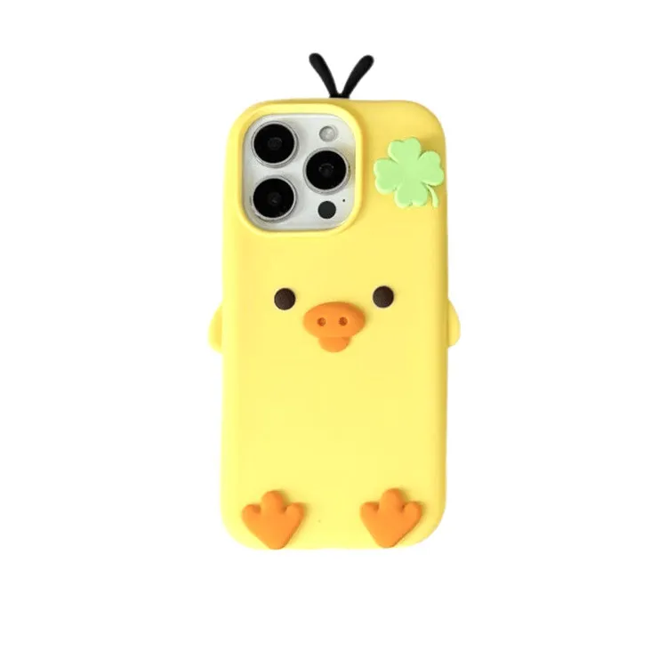 Kawaii 3D Yellow Duck Silicone Soft Cover Phone Case