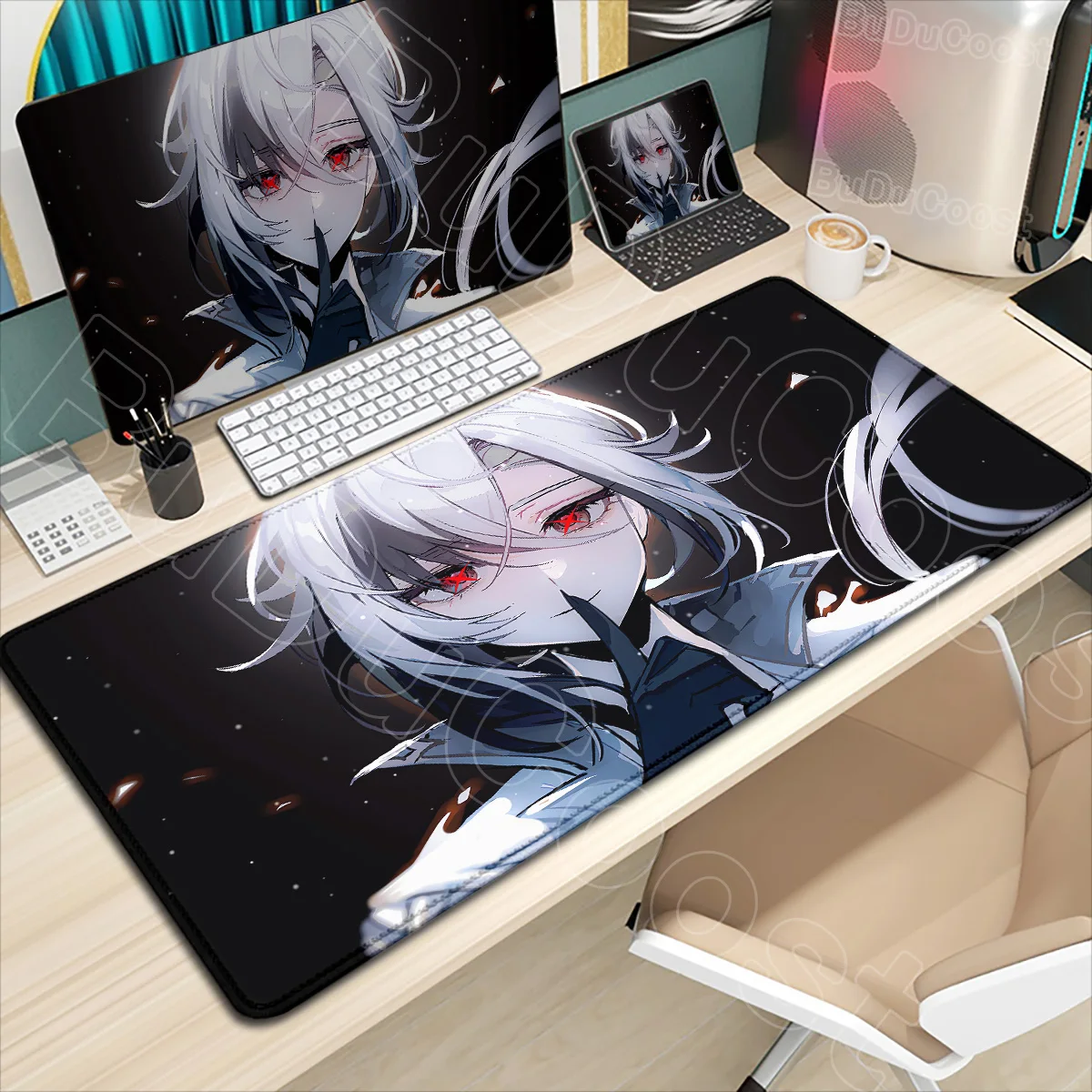 Zu viele schöne Bilder Genshin Impact Arlecchino Mousepad Laptop PC Gaming Mauspad Große Schreibtischunterlage Tastatur Weicher Teppich